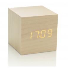 Gingko Cube Click Clock - Maple with Orange LED